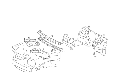Fire Wall and Connection Parts for 1988 Mercedes-Benz 300CE #1
