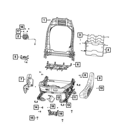 Front Seats - Adjusters, Recliners, Shields and Risers for 2019 Jeep Compass #2