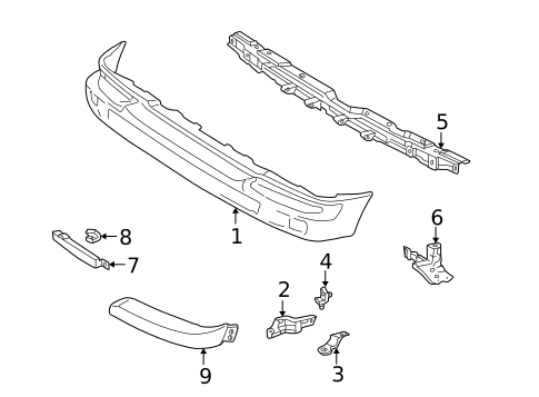 Bumper & Components - Front for 2000 Toyota Tacoma #1