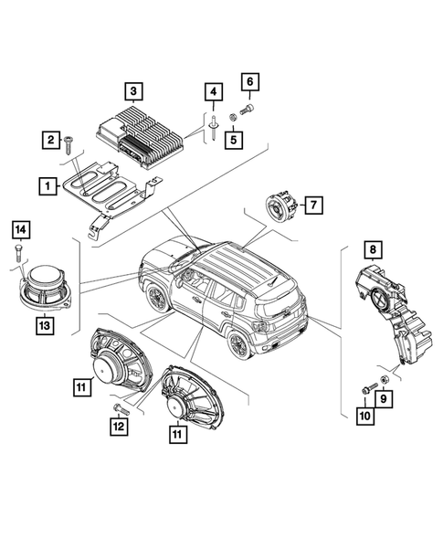 Radio, Antenna, Speakers, DVD, and Video systems for 2015 Jeep Renegade #0