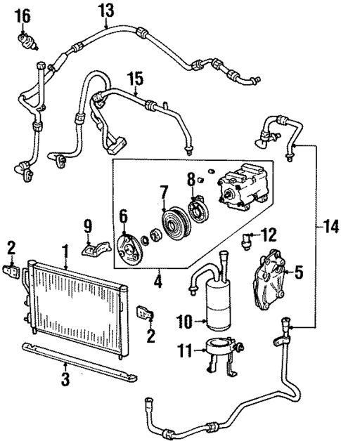 Condenser, Compressor & Lines for 1999 Mercury Cougar #0