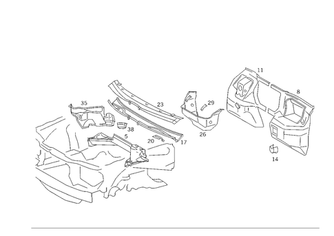Fire Wall and Connection Parts for 1988 Mercedes-Benz 300CE #0