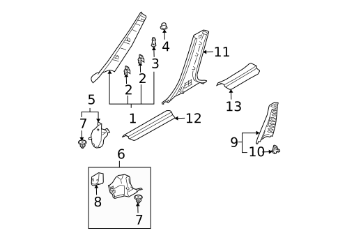 Interior Trim - Pillars for 2006 Mazda 6 #0