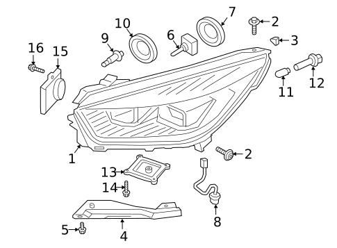 Headlamp Components for 2018 Ford Escape #1