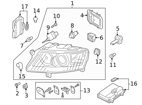 Headlamp Components for 2006 Audi A6 Quattro #2