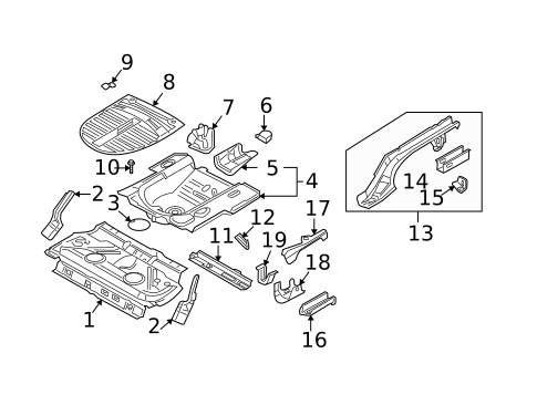 Rear Floor & Rails for 2002 Volkswagen Jetta #1