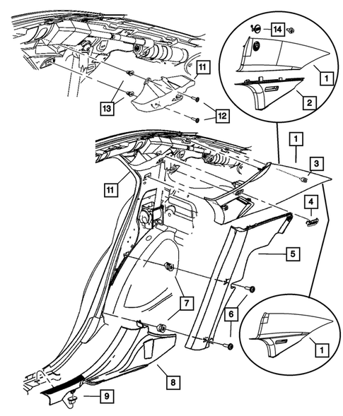 Panels-Moldings-Scuff Plates, Pillar, Cowl, 1/4 Panel Trim and Cargo Covers for 2008 Dodge Charger #0