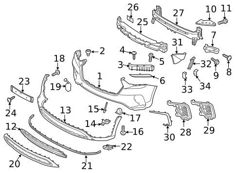 Bumper & Components - Front for 2017 Hyundai Santa Fe #0