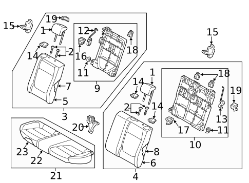 Rear Seat Components for 2023 Kia Rio #1