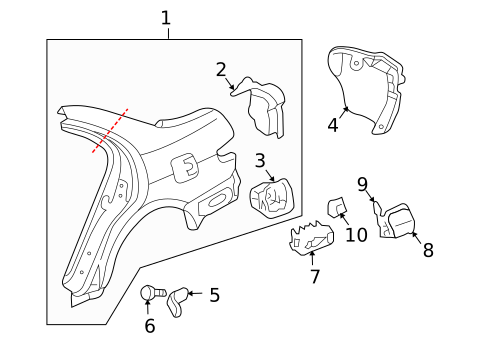 Quarter Panel & Components for 2007 Honda Accord #3