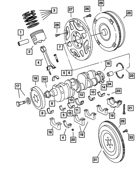Crankshaft, Piston and Torque Converter for 2001 Dodge Ram 2500 #1