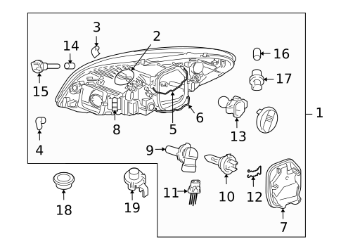 Headlamp Components for 2013 Volvo C70 #1