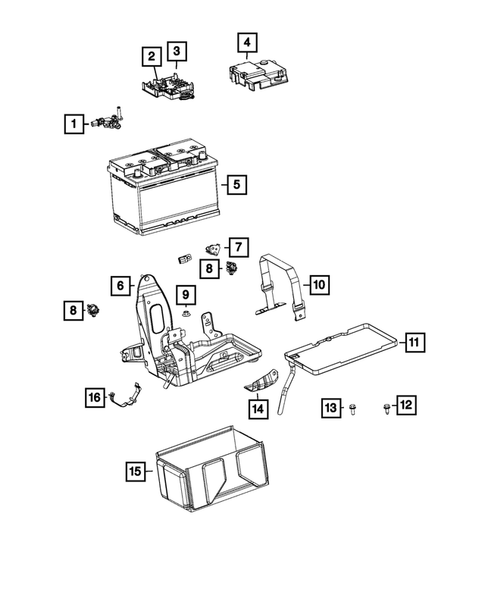 Battery, Battery Tray and Cables for 2017 Ram ProMaster City #0