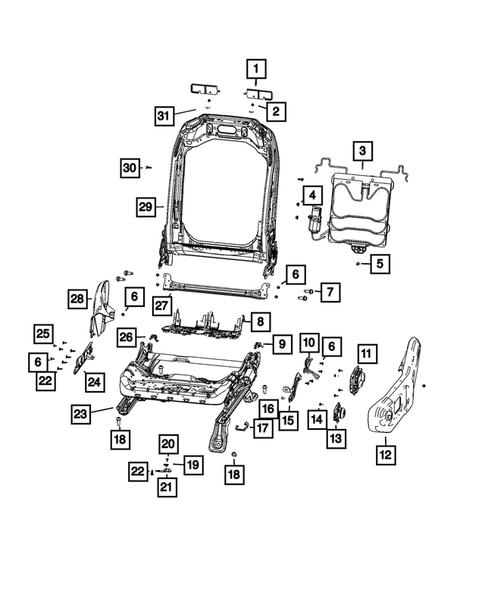 Front Seats - Adjusters, Recliners, Shields and Risers for 2024 Jeep Wrangler #2