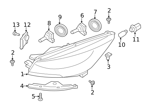 Headlamp Components for 2018 Ford Escape #0