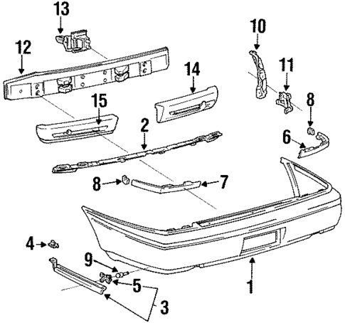 Bumper & Components - Rear for 1997 Toyota Corolla #0