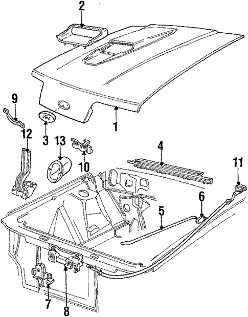 Hood & Components for 1986 Ford Mustang #0