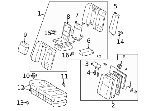 Rear Seat Components for 1999 Toyota Camry #1