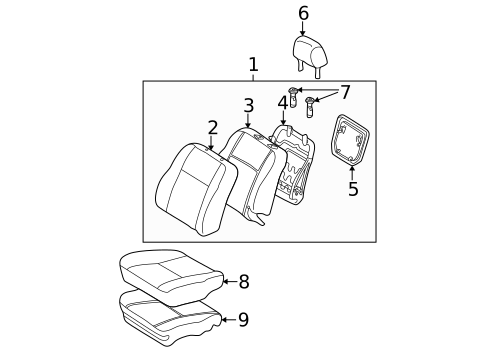 Front Seat Components for 2007 Pontiac Vibe #1