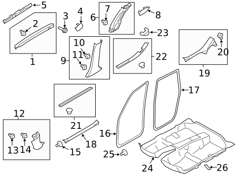 Interior Trim - Pillars for 2011 Subaru Impreza #1