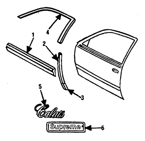 Exterior Trim - Front Door for 1988 Oldsmobile Cutlass Calais #0