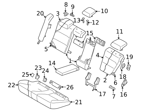 Rear Seat Components for 2007 Subaru Legacy #0