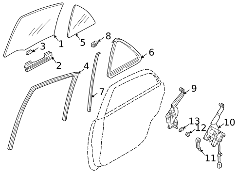 Glass - Rear Door for 1999 Mazda Protege #0