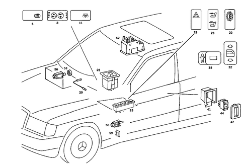 Switch and Light Guide for 1991 Mercedes-Benz 190E #2