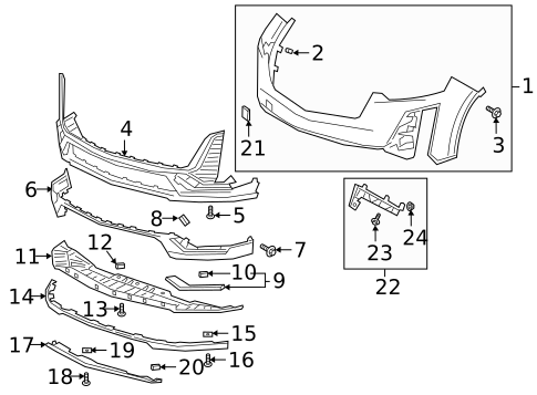 Bumper & Components - Front for 2023 Cadillac XT6 #11