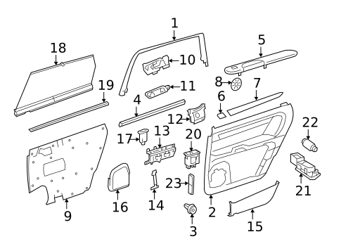 Interior Trim - Rear Door for 2009 Mercedes-Benz R 350 #1