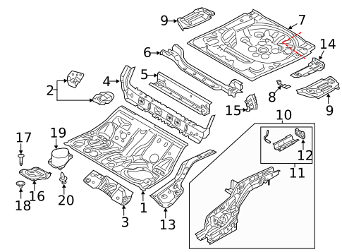 Rear Floor & Rails for 2014 Mazda 3 #1