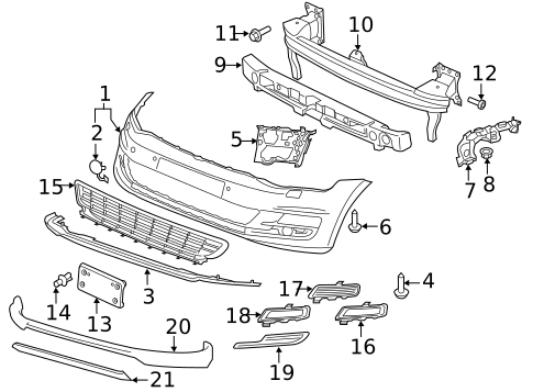 Bumper & Components - Front for 2015 Volkswagen Golf SportWagen #0
