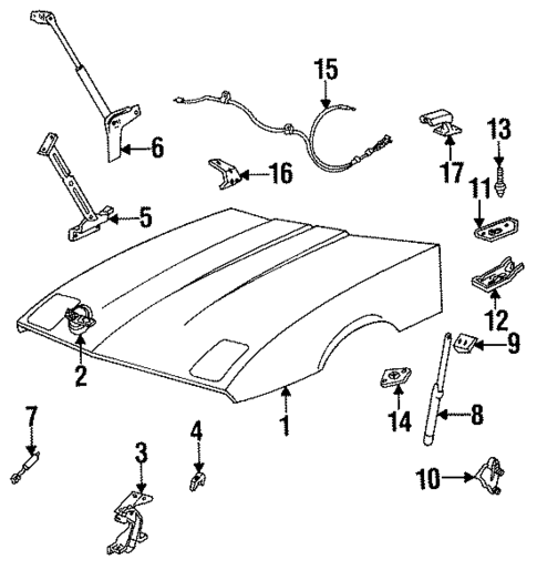 Hood & Components for 1995 Chevrolet Corvette #0