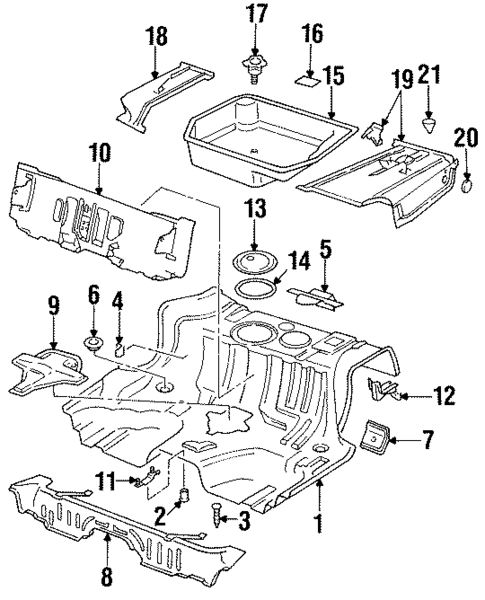 Rear Floor & Rails for 1994 Audi 100 Quattro #1