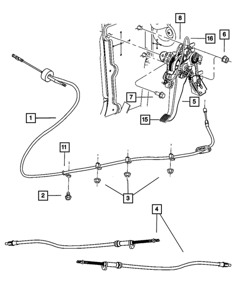 Parking Brake Lever, Cables, and Rear Disc Park Brake Assembly for 2010 Dodge Charger #0