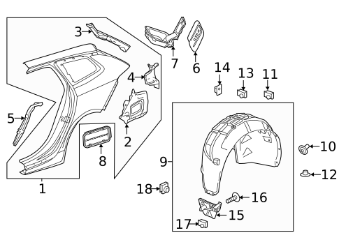 Quarter Panel & Components for 2018 Buick Regal TourX #0