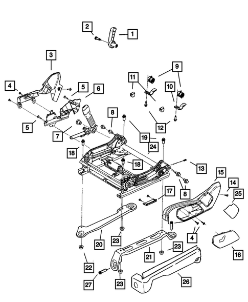 Front Seats - Adjusters, Recliners, Shields and Risers for 2009 Jeep Grand Cherokee #0
