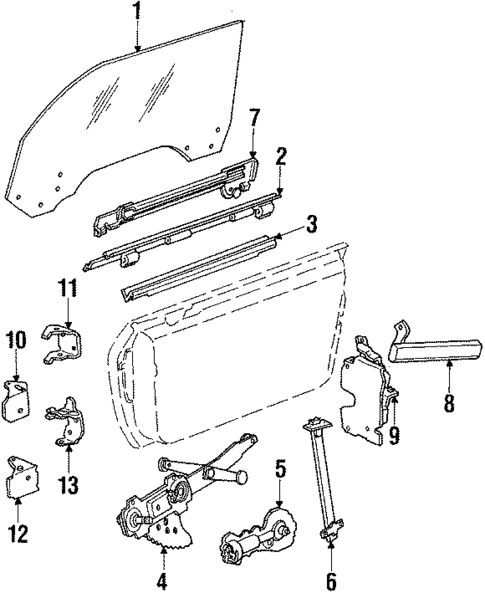 Glass - Door for 1986 Pontiac Fiero #0
