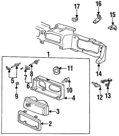 Headlamp Components for 1988 Oldsmobile Cutlass Calais #0