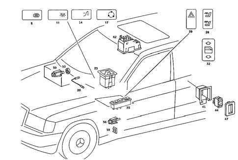 Switch and Light Guide for 1991 Mercedes-Benz 190E #0