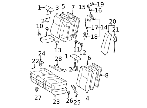 Rear Seat Components for 2006 Toyota Camry #0