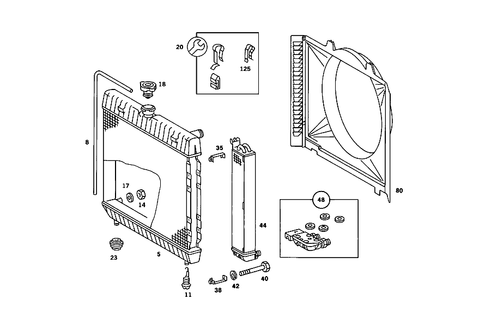 Radiator, Mounting, and Covering for 1984 Mercedes-Benz 380 SE #0