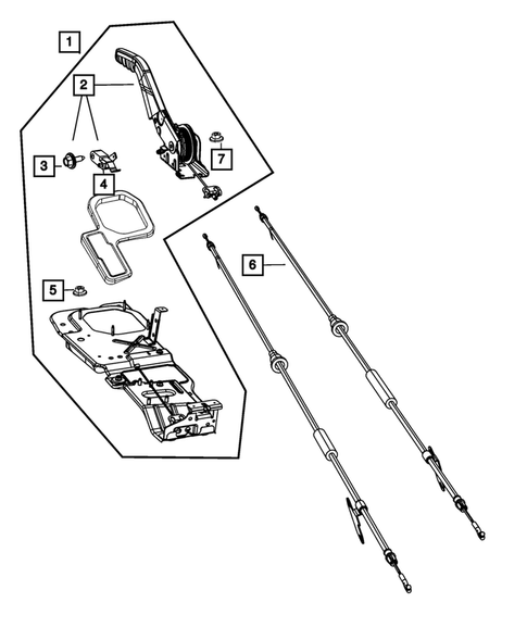 Parking Brake Lever, Cables, and Rear Disc Park Brake Assembly for 2011 Jeep Liberty #1