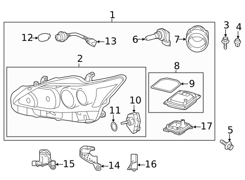 Headlamp Components for 2016 Lexus CT200h #0