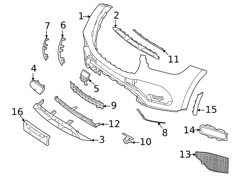 Bumper & Components - Front for 2022 Mercedes-Benz GLE 450 SUV #0