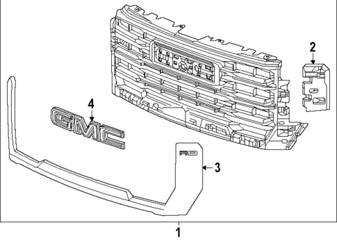 Grille & Components for 2025 GMC Sierra 3500 HD #1