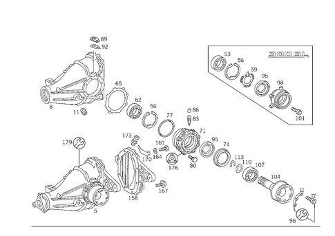 Rear Axle Housing with Differential for 1993 Mercedes-Benz 600SL #1