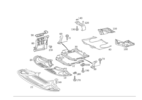 Engine Compartment Panelling, Gasoline Vehicles for 2001 Mercedes-Benz S 430 #0
