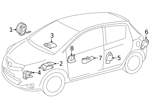 Air Bag Components for 2012 Toyota Yaris #0