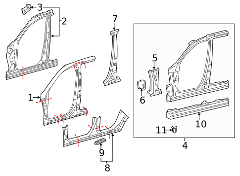 Center Pillar & Rocker for 2015 Mercedes-Benz ML250 #0